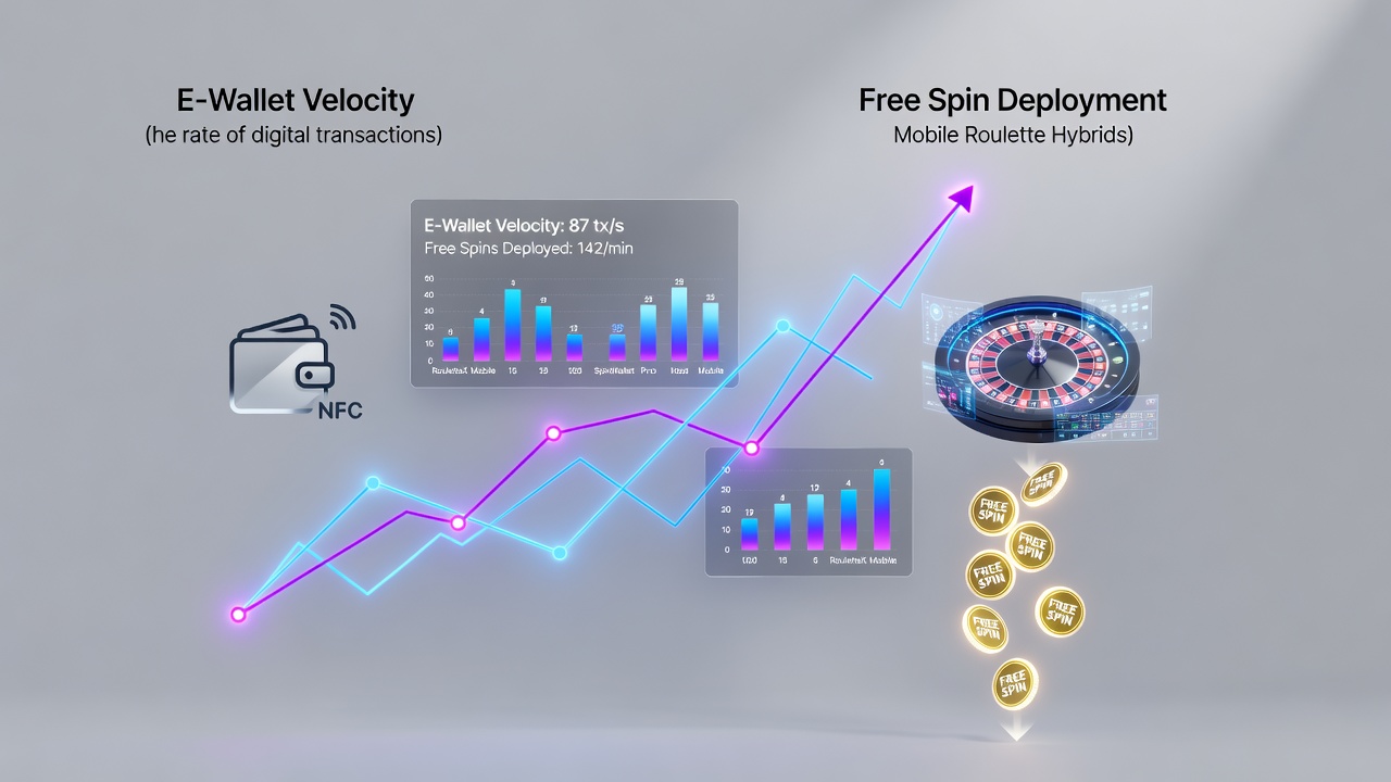 Close-up view of a hybrid mobile roulette screen showing e-wallet speed indicators and deployed free spin sequences