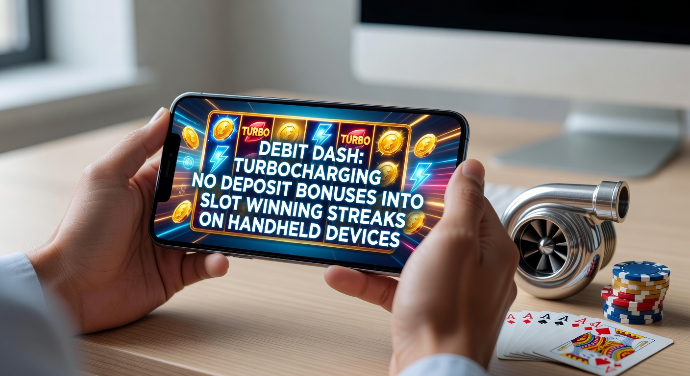 Mobile phone screen displaying vibrant slot reels spinning with no deposit bonus notifications and debit card icons overlayed for quick transactions