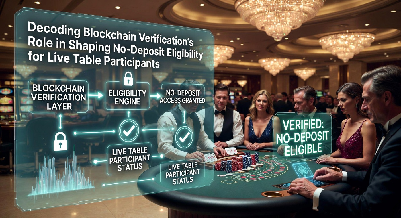 Mobile screen showing live table game interface with blockchain verification status indicator for no-deposit eligibility