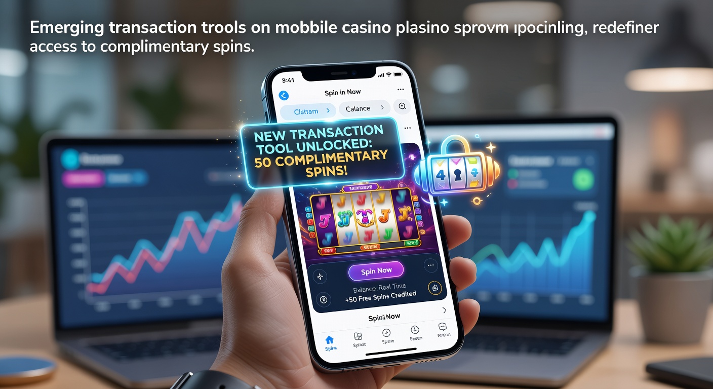 Mobile casino app interface displaying emerging transaction tools and complimentary spins options