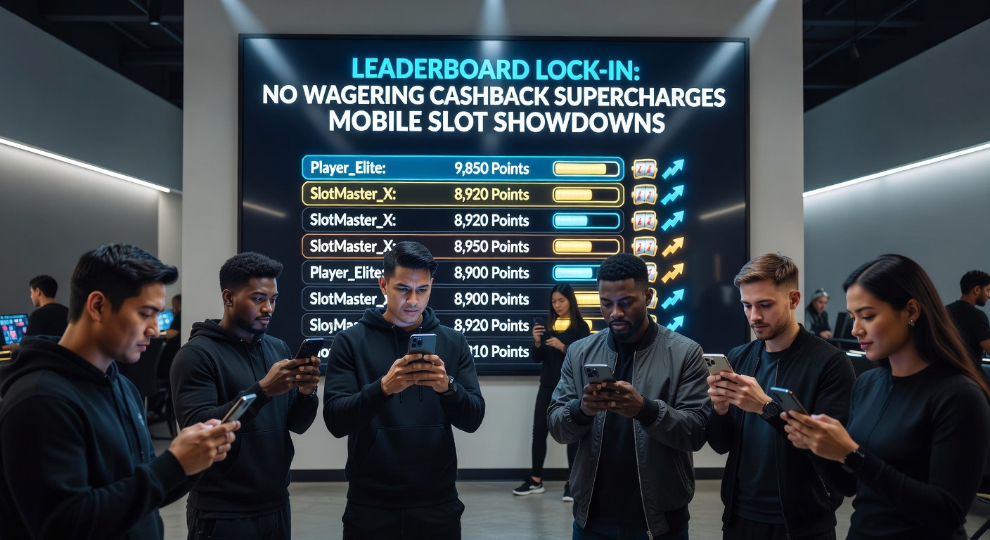 Vibrant mobile slot leaderboard displaying top players locked in positions with cashback icons glowing amid spinning reels
