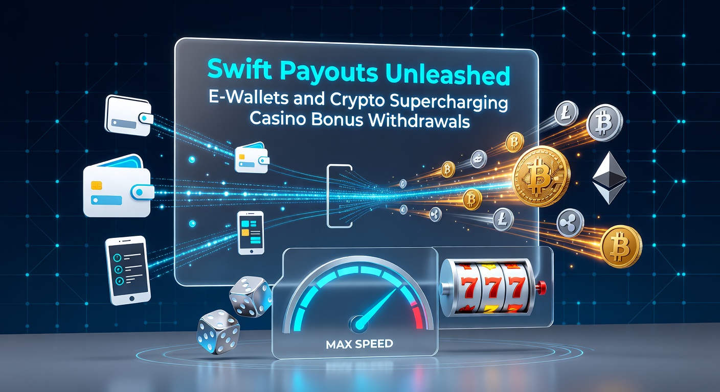 Blockchain transaction graphic showing a casino bonus withdrawal flowing from platform to crypto wallet in real-time, with speed metrics and security icons overlaid