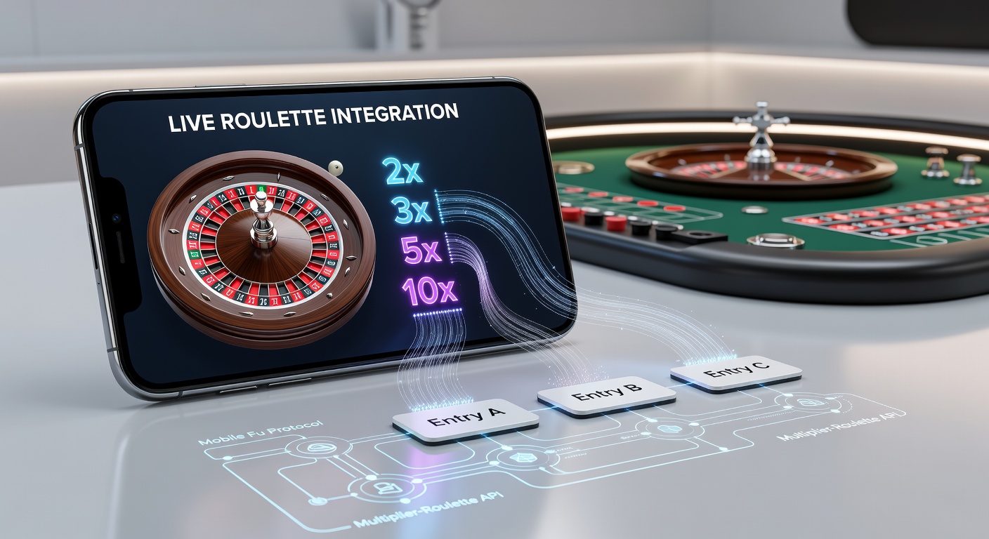 Diagram illustrating data flow from slot multiplier storage through mobile wallet authorization into live roulette bet validation