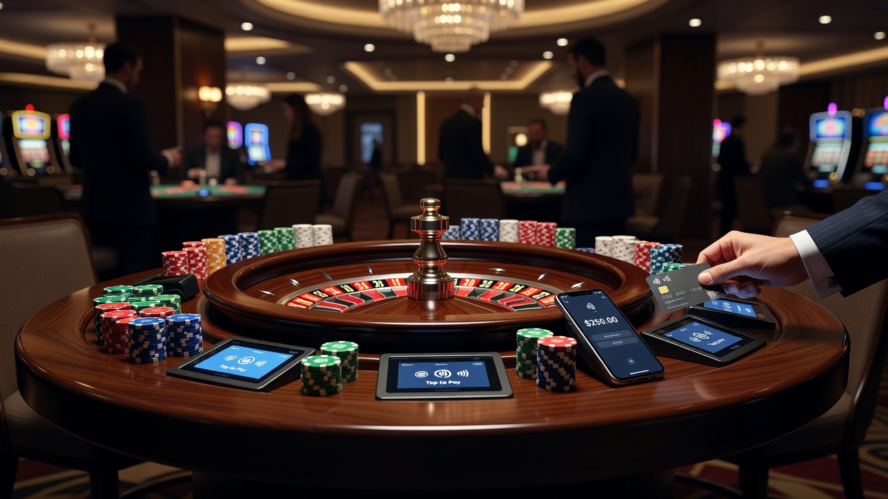 Close-up of a live roulette table on a tablet with overlaid payment confirmation pop-up showing successful e-wallet transfer